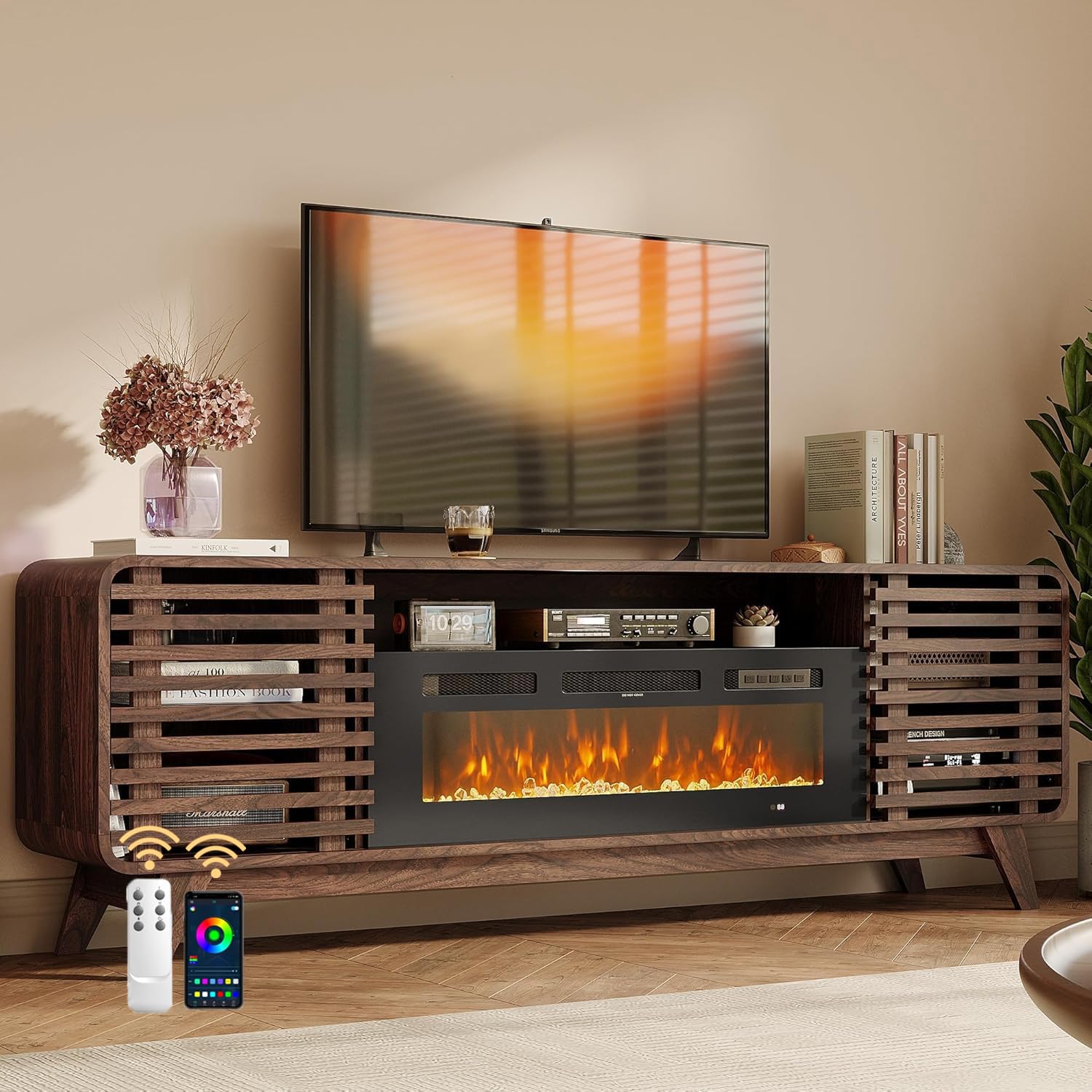 Amazon.com: Nordivale Fireplace TV Stand for 80” TVs, Mid Century